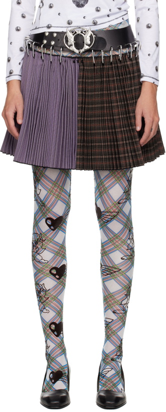 Photo: Chopova Lowena Brown & Purple Cotton Carabiner Miniskirt