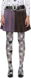 Chopova Lowena Brown & Purple Cotton Carabiner Miniskirt