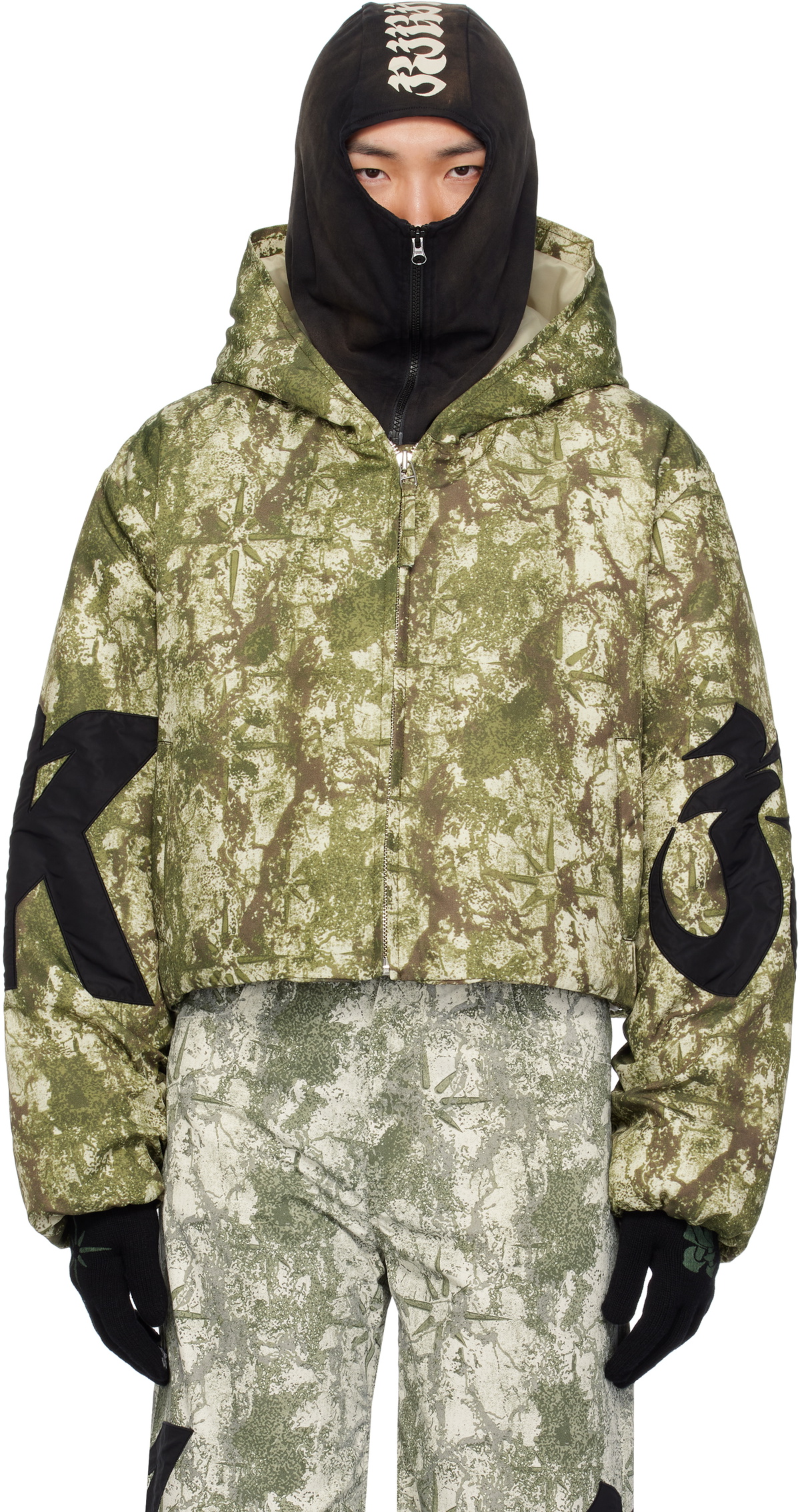 KUSIKOHC Green Pattern Anorak Windbreaker Jacket