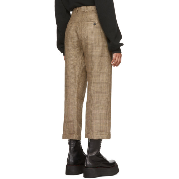 R13 Brown Check Crossover Trousers R13