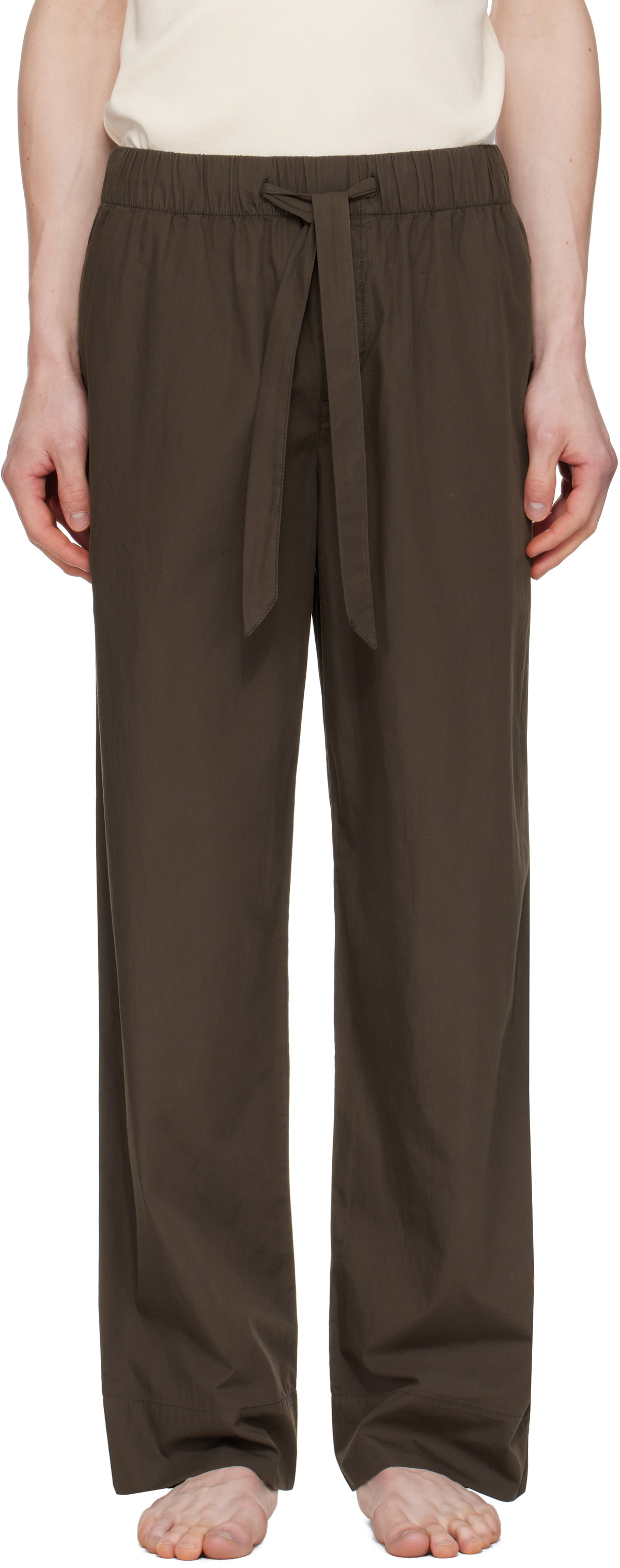 Tekla Brown Poplin Pyjama Pants