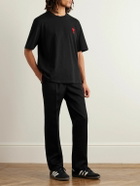 AMI PARIS - Logo-Embroidered Cotton-Jersey T-Shirt - Black