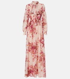 Erdem Floral neck-tie silk voile gown