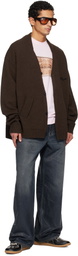 Acne Studios Brown Wool V-Neck Cardigan