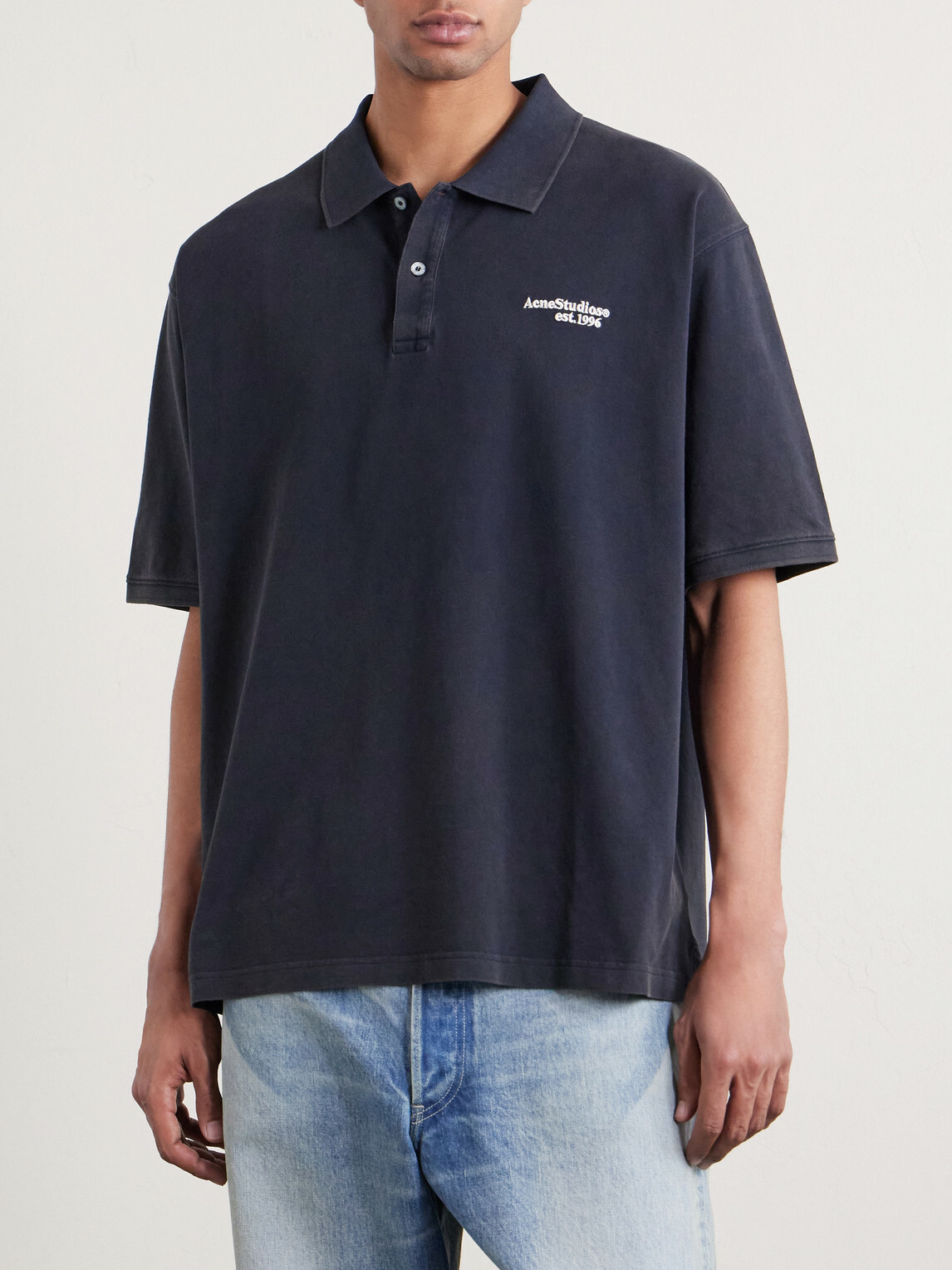 Acne Studios - Egnes Logo-Embroidered Cotton Piqué Polo Shirt - Black