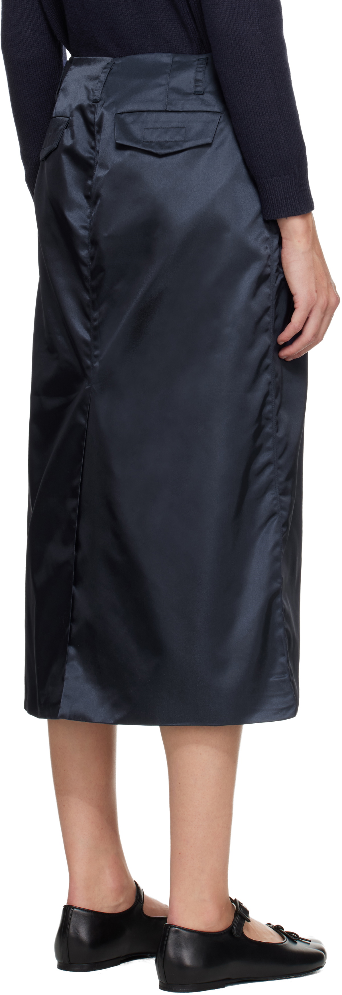 Sandy Liang Navy Ravenna Midi Skirt