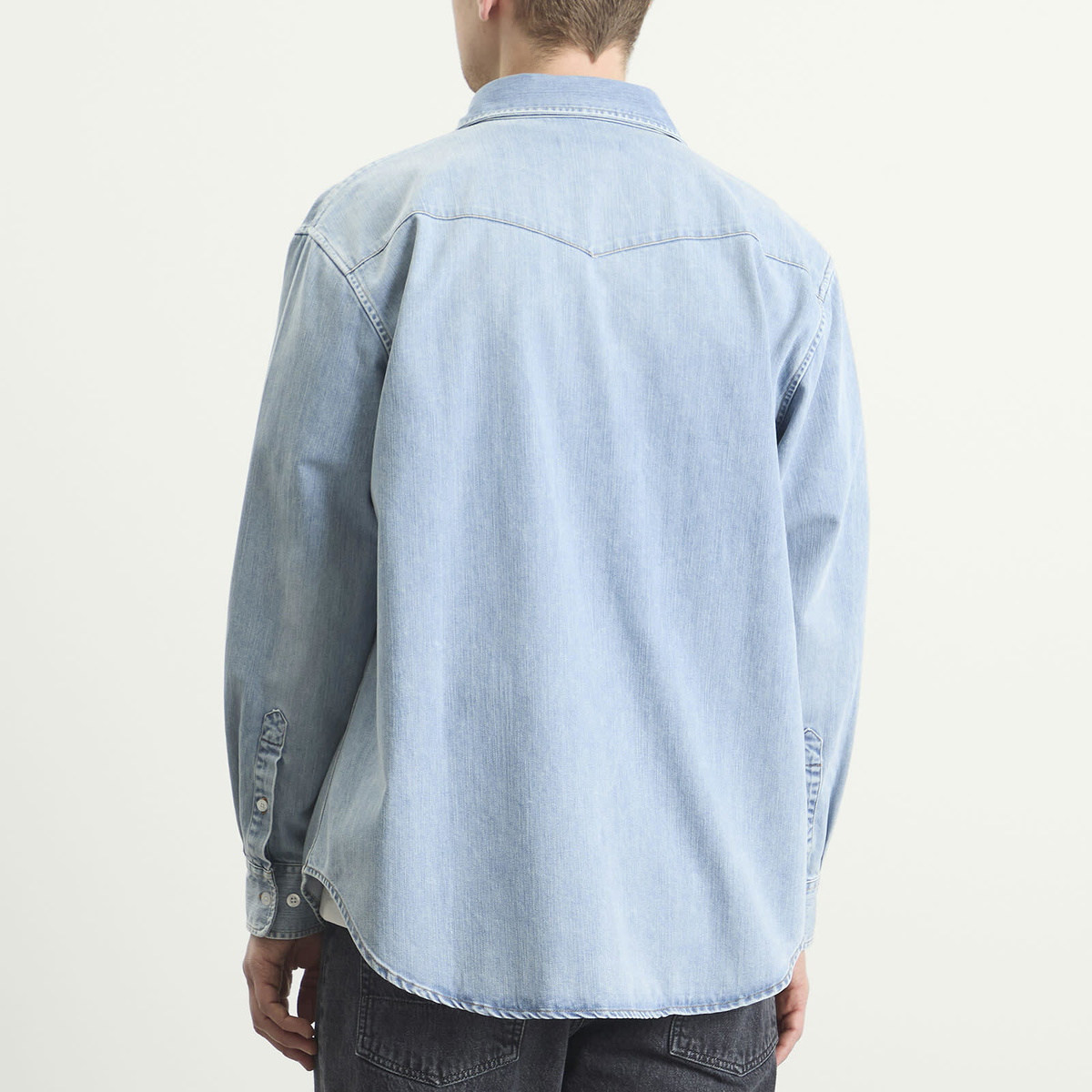 Carter Young Men's Washed Denim Utility Hugo Shirt in Bruce Wash