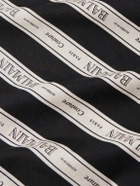 Balmain - Camp-Collar Logo-Print Striped Cotton-Poplin Shirt - Black