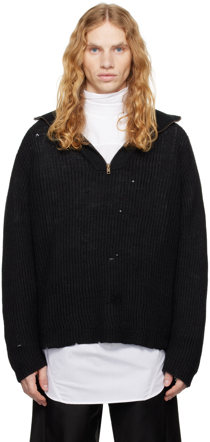 Maison Margiela Black Summer Shetland Knit Sweatshirt Maison