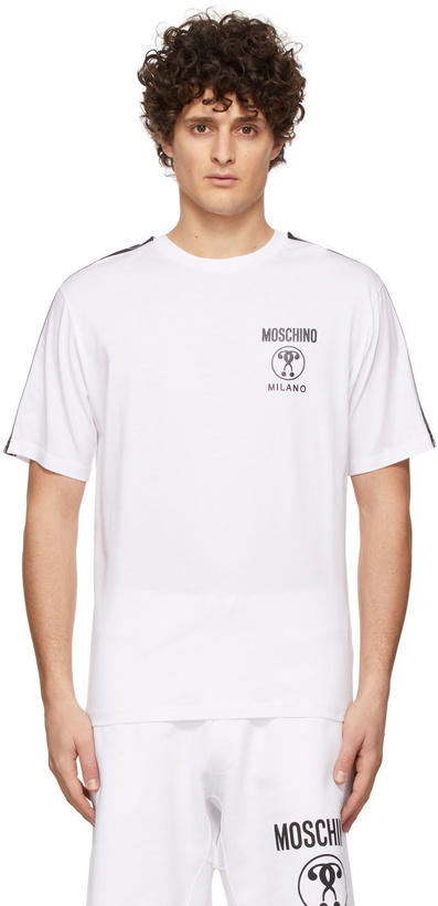 Photo: Moschino White Double Question Mark Trim T-Shirt