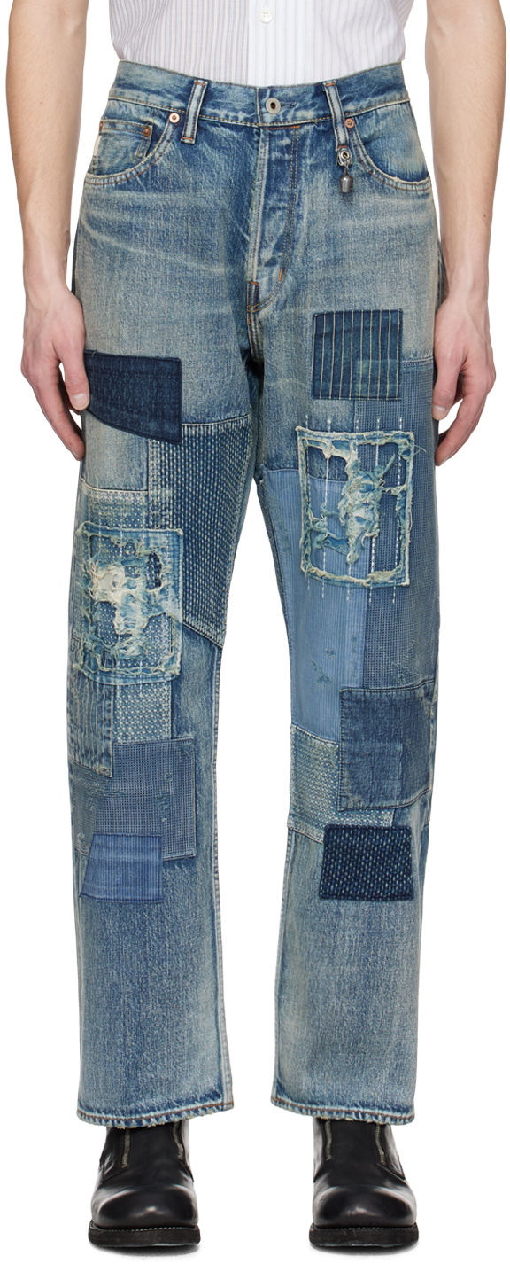 FDMTL Blue Patchwork Jeans FDMTL