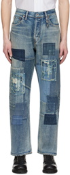 FDMTL Blue Patchwork Jeans