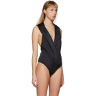Balmain Black Hooded Bodysuit