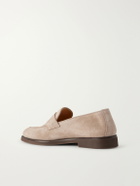 Brunello Cucinelli - Flex Suede Penny Loafers - Neutrals