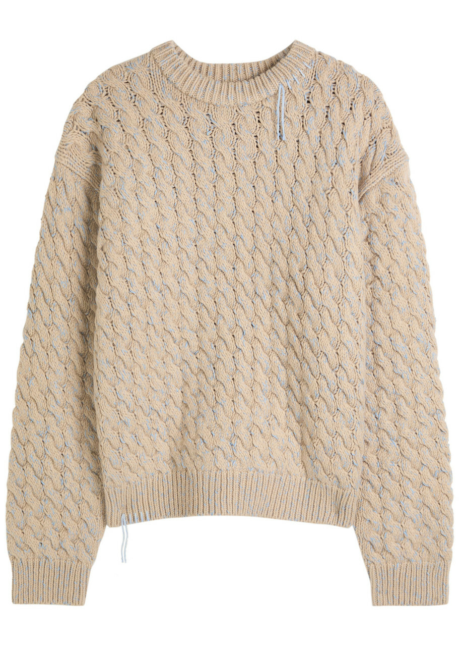 Axel Arigato Nolan Cable-knit Wool-blend Jumper Beige