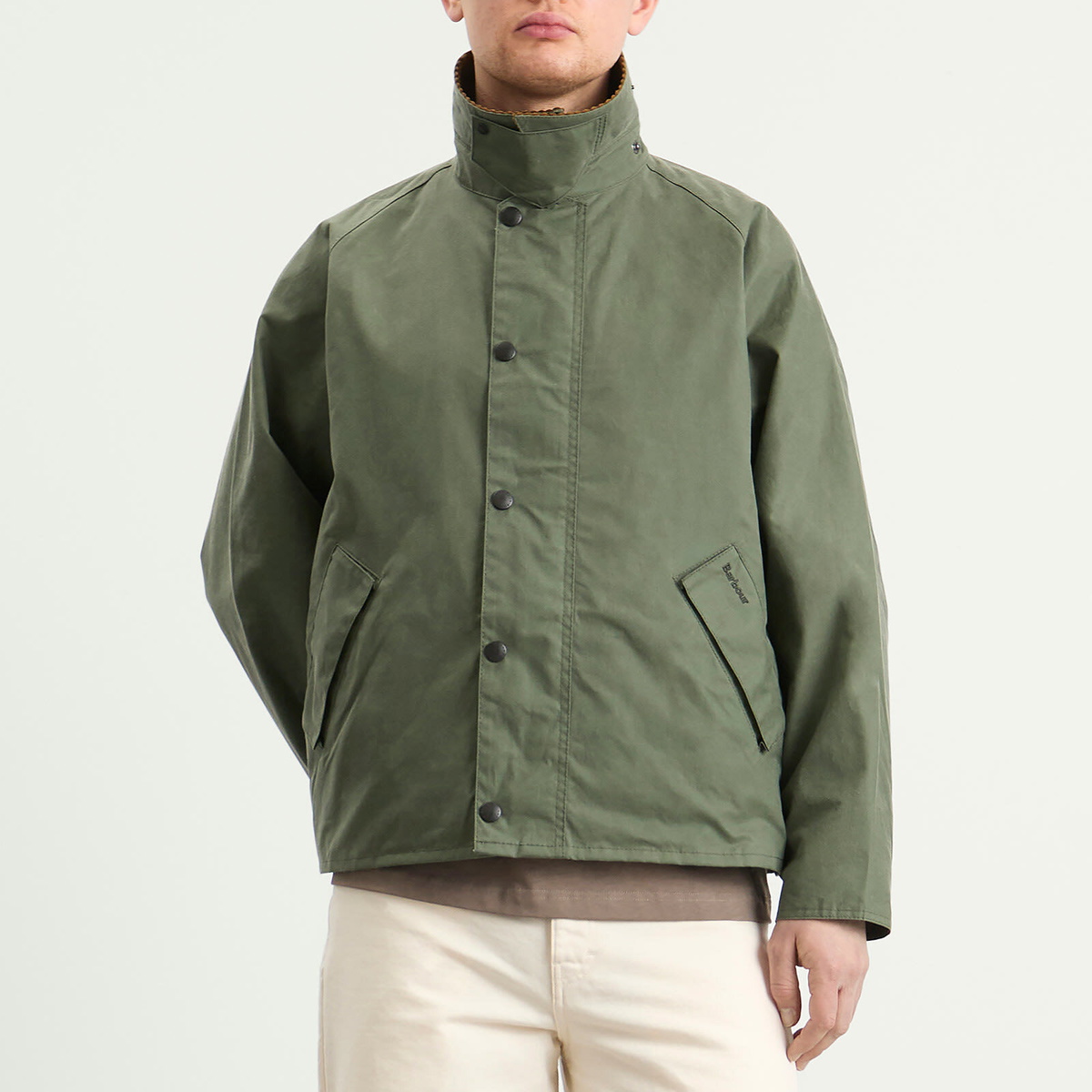Barbour Men's OS Transport Wax Jacket in Light Moss Barbour