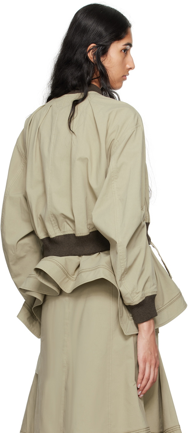 3.1 Phillip Lim Khaki Layered Flounce Bomber Jacket
