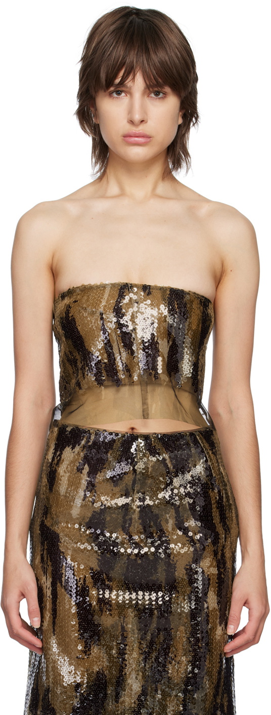 Dion Lee Brown Vertical Horizon Top