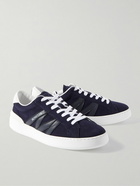 Moncler - Monaco M Leather-Trimmed Suede Sneakers - Blue