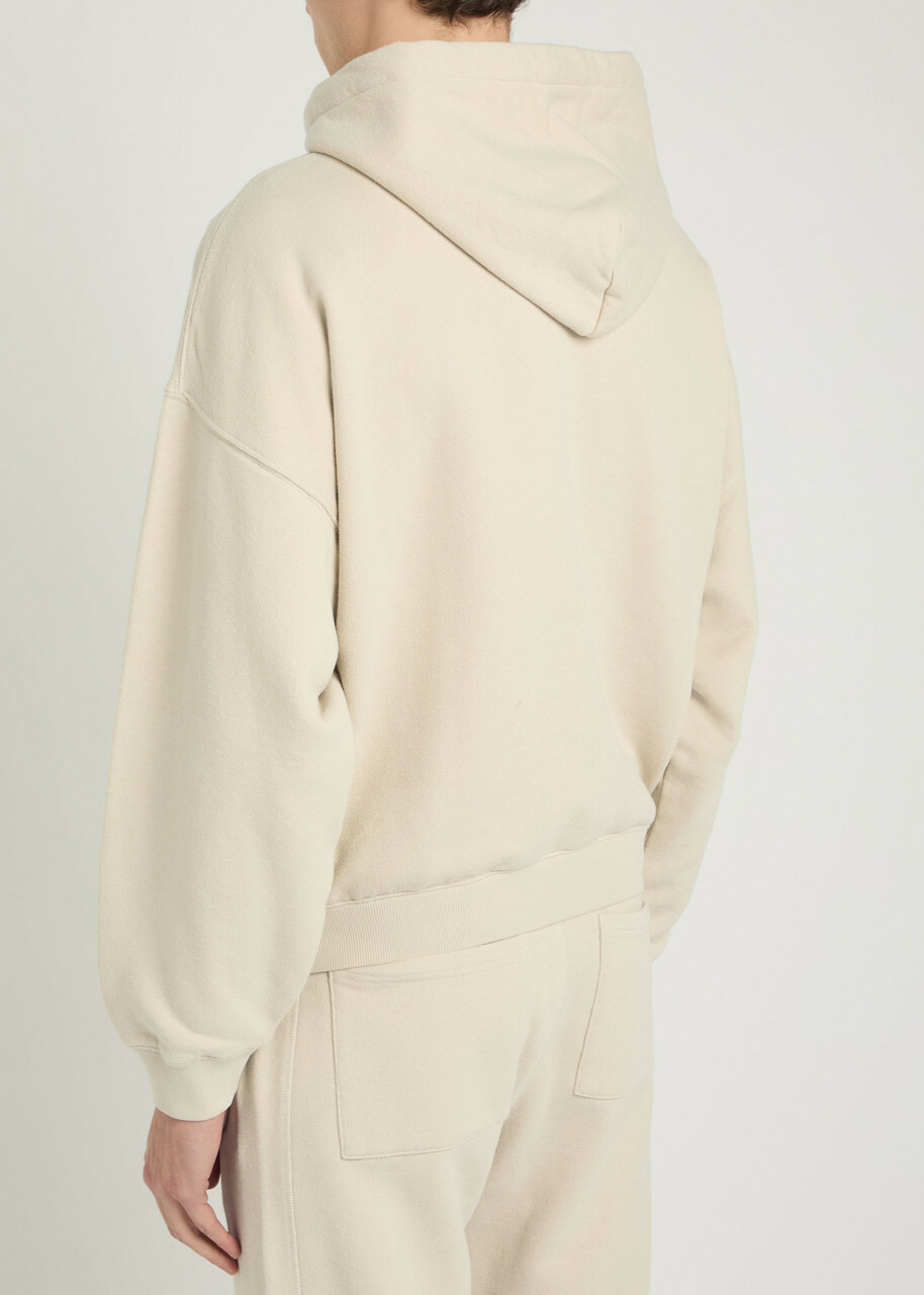 Cole Buxton Logo-embroidered Hooded Cotton-blend Sweatshirt Sand
