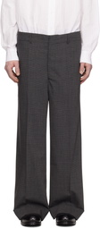 Random Identities Gray Houndstooth Wool Blend Large Suit Trousers