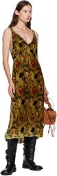 R13 Yellow Grunge Slip Midi Dress