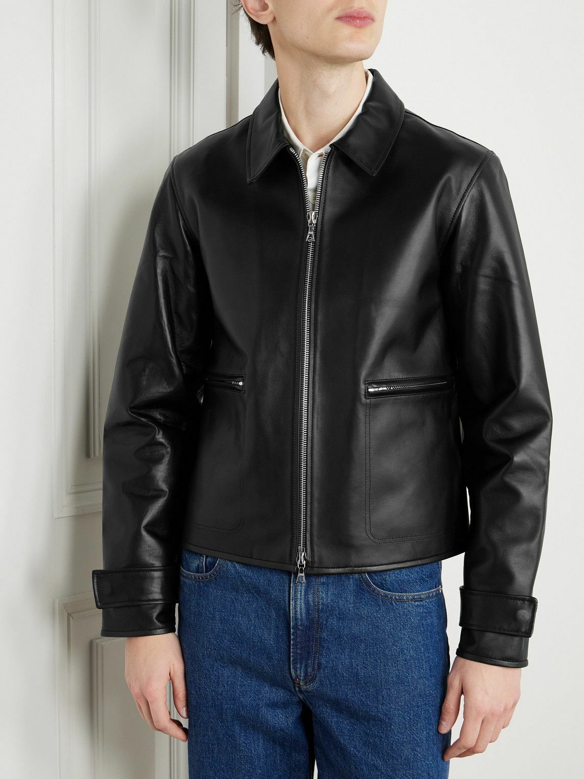 Officine Générale - Milan Cropped Leather Jacket - Black Officine