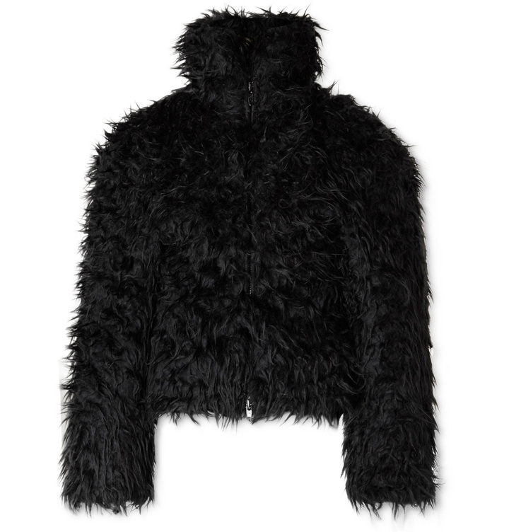 Photo: Balenciaga - Cropped Padded Faux Fur Jacket - Black