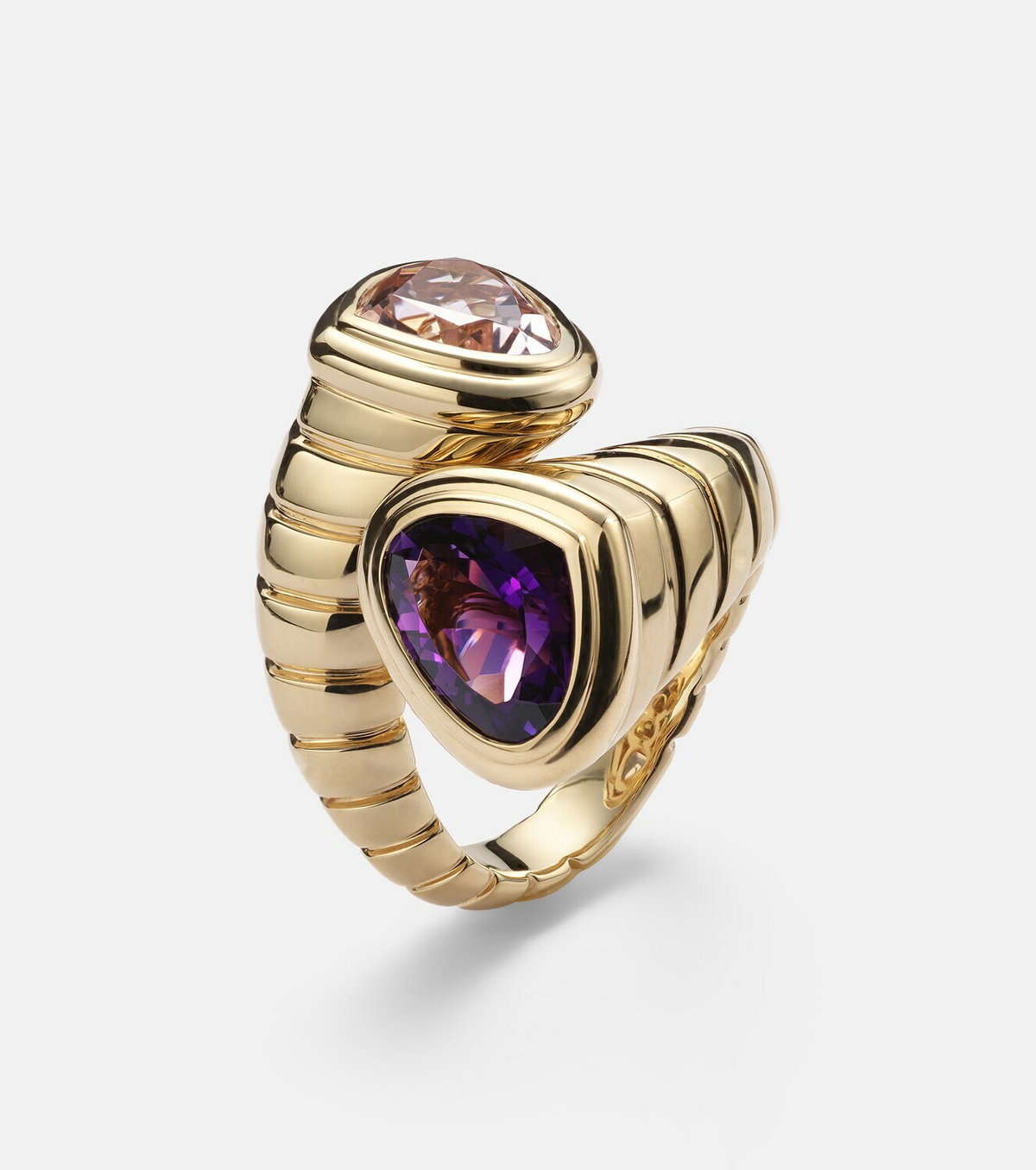 Marina B Toi Et Moi 18kt gold ring with amethyst and morganite