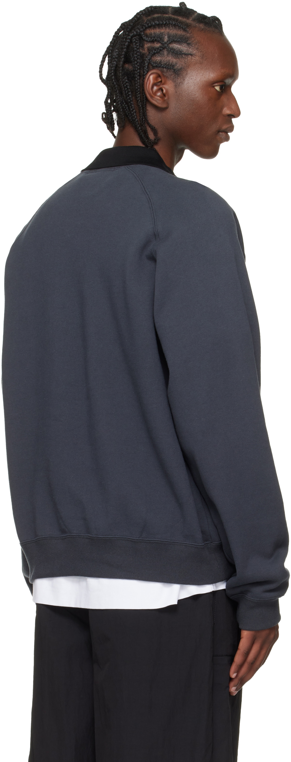 Toga Virilis Black Polo Collar Sweatshirt