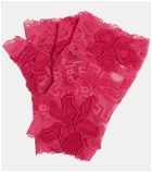 Versace Embroidered lace fingerless gloves