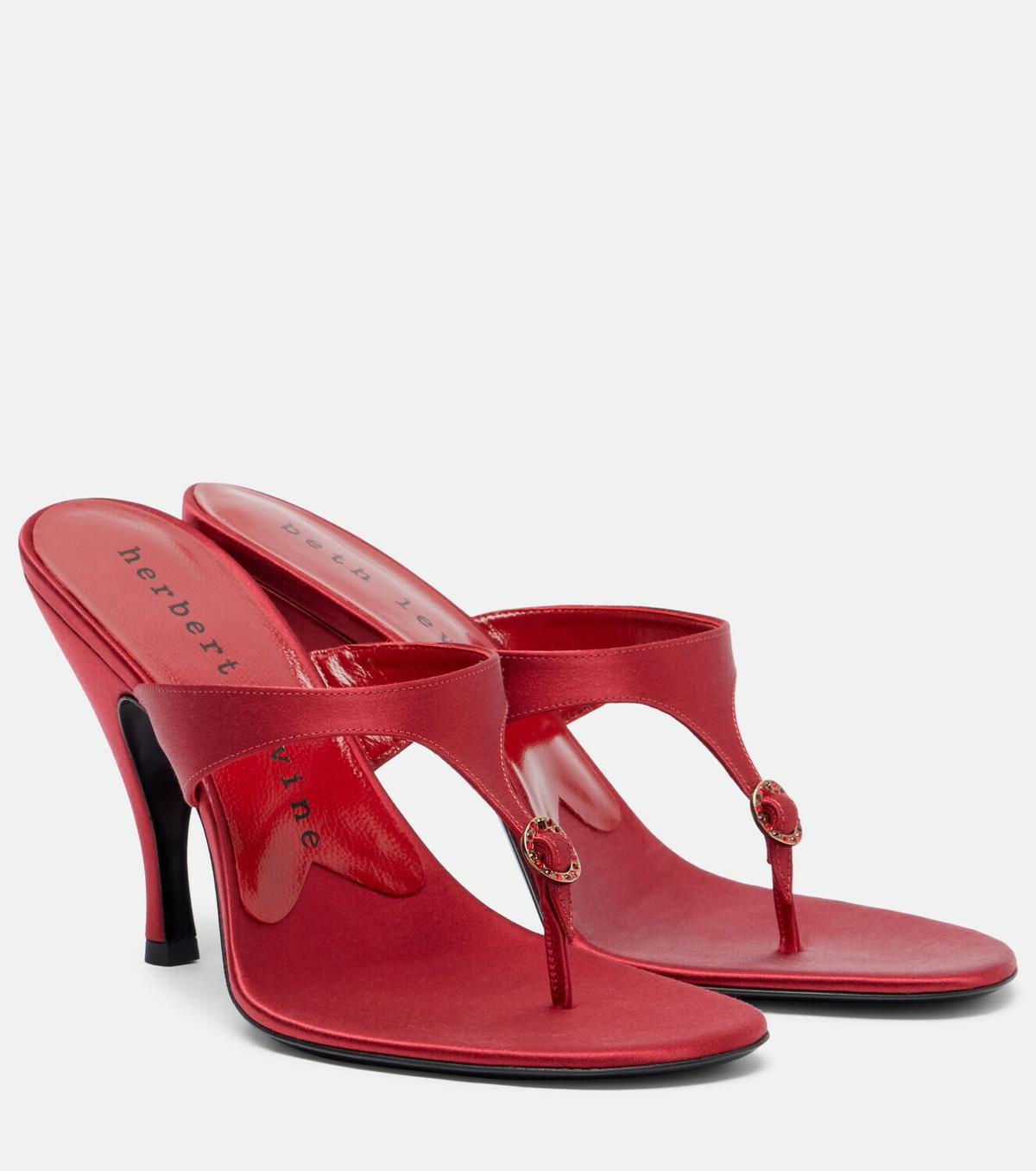 Herbert Levine Kiss And Tell embellished satin thong sandals