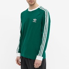 Adidas Men's Long Sleeve 3 Stripe T-Shirt in Collegiate Green