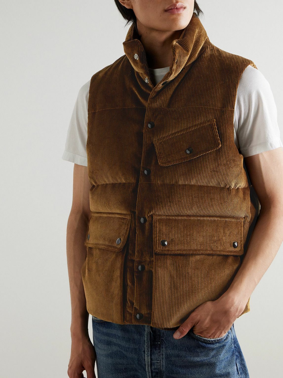 Drake's - Quilted Cotton-Corduroy Down Gilet - Brown