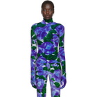 Richard Quinn Blue Floral Turtleneck