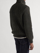 Inis Meáin - Corrán Cam Cable-Knit Donegal Merino Wool and Cashmere-Blend Rollneck Sweater - Blue