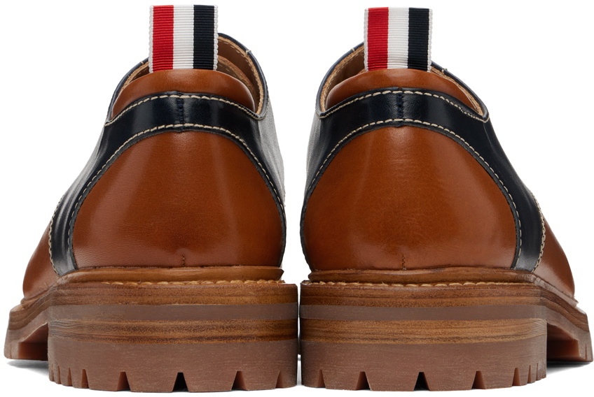 Thom Browne Navy & Tan Apron Stitch Derbys