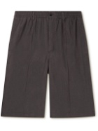 Lemaire - Wide-Leg Pleated Silk Bermuda Shorts - Brown