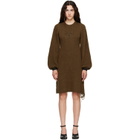 MM6 Maison Margiela Khaki Frayed Knit Midi Dress
