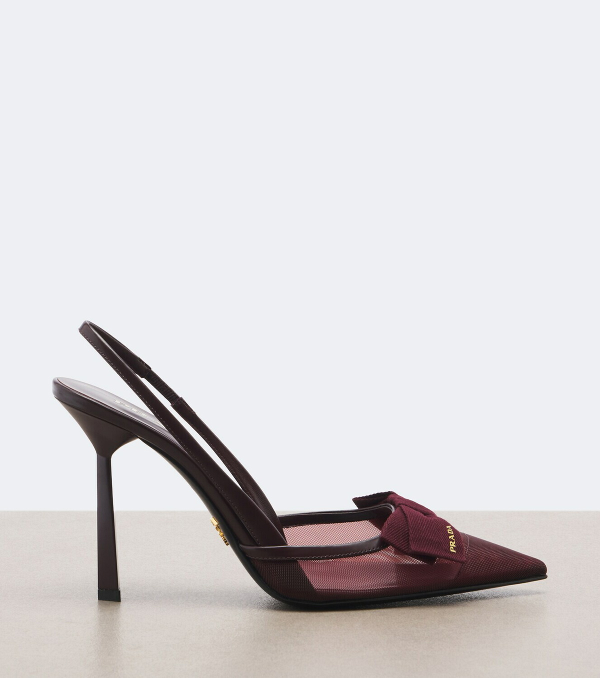 Prada Bow-detail mesh slingback pumps