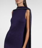 Roland Mouret Embellished caped satin crêpe gown