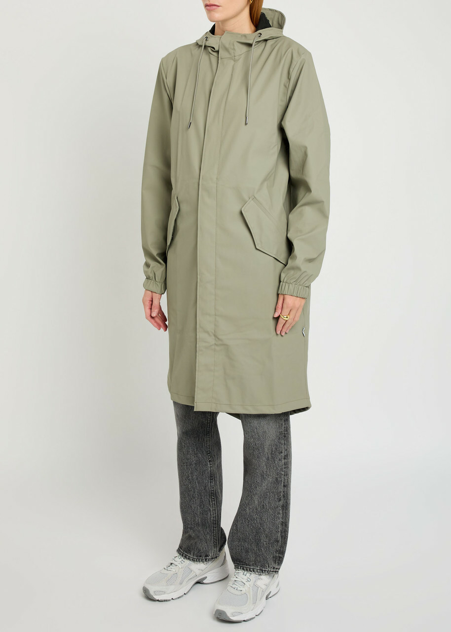 Rains W3 Fishtail Hooded Rubberised Parka Sage