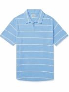 Oliver Spencer - Hawthorn Striped Waffle-Knit Stretch-Cotton and Modal-Blend Polo Shirt - Blue