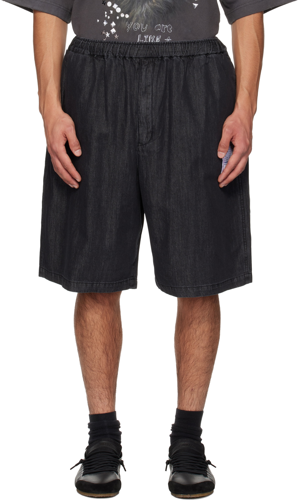 Maison MIHARA YASUHIRO Black Cotton Tencel Denim Shorts