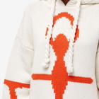JW Anderson Women's Anchor Logo Knitted Hoody in White/Orange