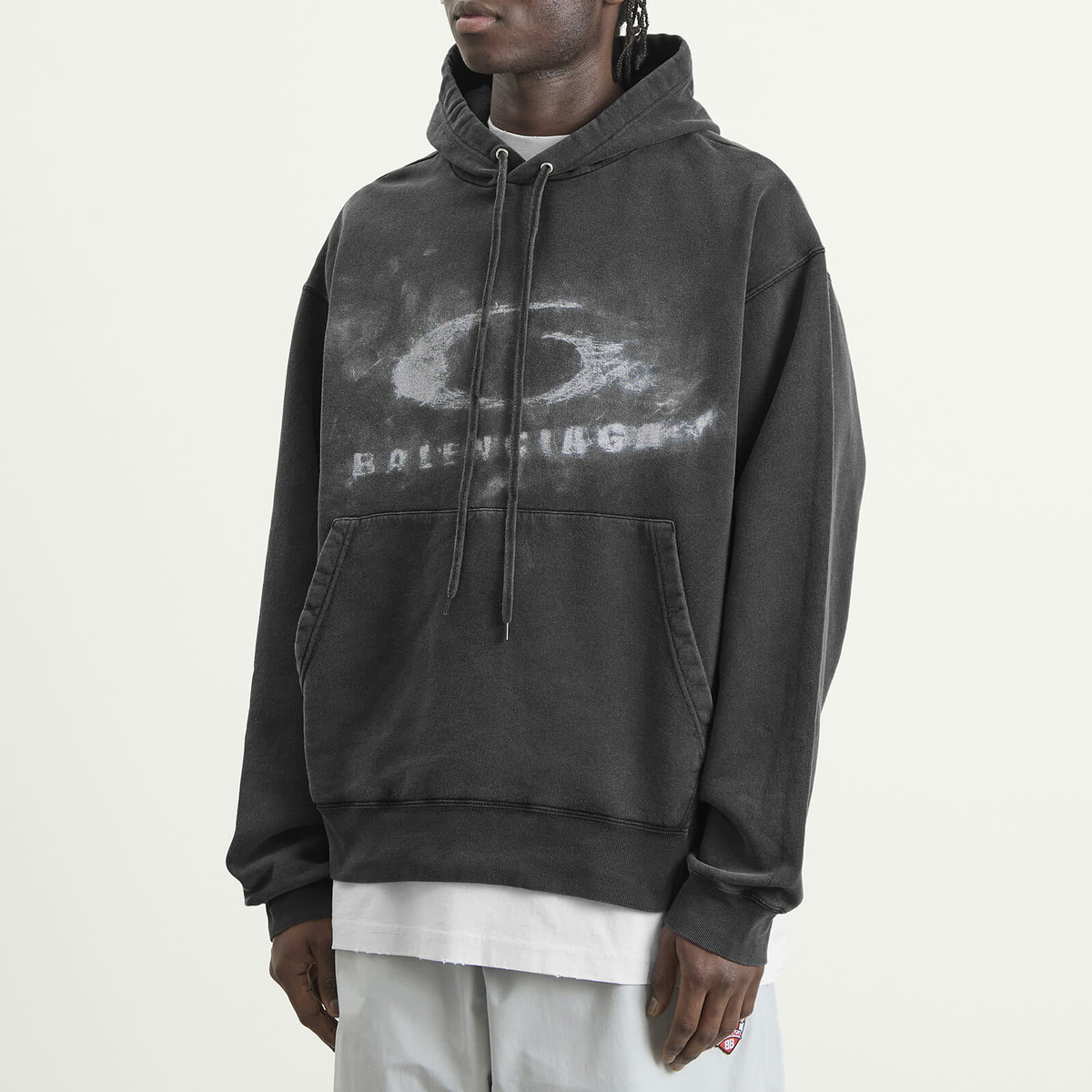 Balenciaga Men's Washed Crayon Logo Oversized Hoodie in Washed