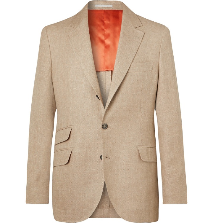 Photo: Brunello Cucinelli - Beige Slim-Fit Unstructured Linen, Wool and Silk-Blend Hopsack Blazer - Neutrals