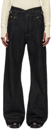 NULLUS Black Whale Fin Snap-On Jeans