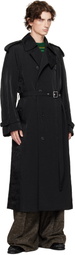 JW Anderson Black Double-Breasted Trench Coat