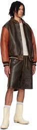 GUESS USA Brown Crackle Leather Shorts